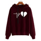 Sweat à capuche à manches longues pour femme, imprimé cœur, style streetwear, printemps-automne