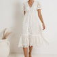 Women's Lace Dress V-neck Short Sleeve Hollow Out