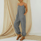 Sling romper pocket cotton and linen stripes