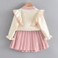 Ensemble pull tricoté à manches volantées pour fille