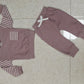 Girls' Striped Stitching Long Sleeve Trousers Suit