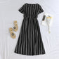 Printed Short-sleeve Waist-cinching Figure-flattering Dress For Petite Frames