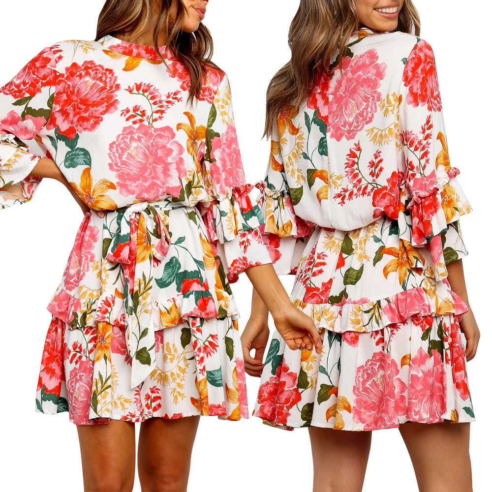 Robe imprimée à la taille