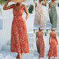 Women's Spring And Summer New Leopard Print V-neck Lace-up Long Dress