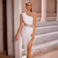 Bandage Solid Color One-shoulder Joint Slim Fit Dress