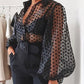 Mesh puff sleeve off-the-shoulder top