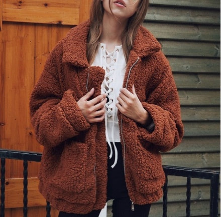 Manteau décontracté pour femme, automne-hiver, nouvelle collection Europe et États-Unis, manteau ample en laine et fourrure