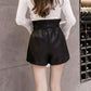 Short en cuir PU taille haute élastique pour femme, automne et hiver