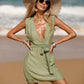 V-neck Sleeveless Waist Banded Bikini Blouse