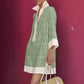 Autumn Half-sleeve Printed Loose And Elegant Shirt Dress