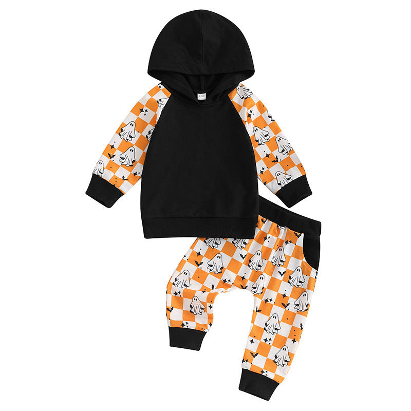 Ensemble deux pièces sweat à capuche multicolore et pantalon à carreaux pour enfant