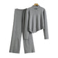 Women's Irregular High Waist Pants Knitted Two-piece