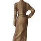 Long Striped Crew Neck Casual Women's Knitted Dress