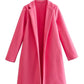 Women's Casual Woolen Lapel Non-buckle Overcoat Coat