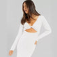 Threaded Long Sleeve Tight Split Dress