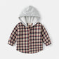Korean Style Children's Long-sleeved Shirt Baby Plaid Hooded Shirt Trendy
