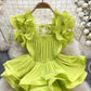 Design Ruffled Pleat And Waisted Lace-up Shirt