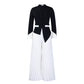 Fashion Flared Sleeves Top Pleated Wide-leg Pants Suit Two-piece Set