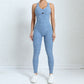Dance Belly Contracting Peach Hip Sports Stretch Tight Jumpsuit