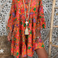 Women's printed button Ruffle shirt skirt