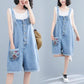 Fat Mm Artistic Style Embroidered Denim Suspenders