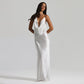 Women's V-neck Halter-Neck Lace-Up Bodycon Dress