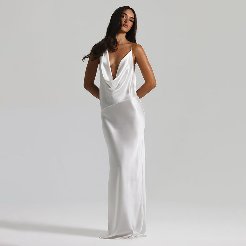 Women's V-neck Halter-Neck Lace-Up Bodycon Dress