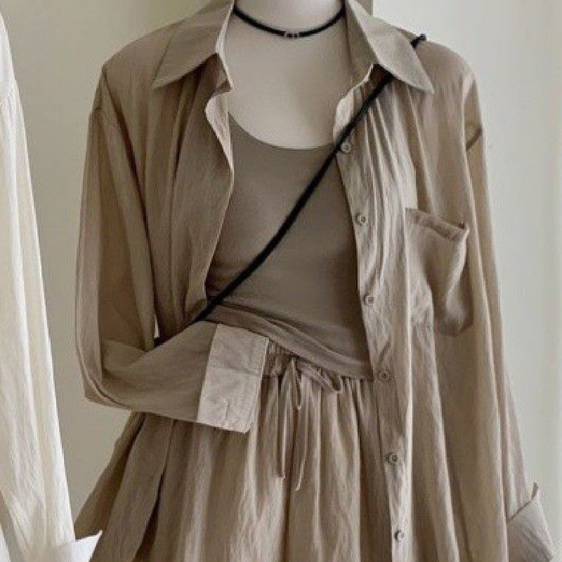 Women's Casual Short Vest And Shorts Three-piece Suit
