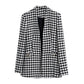 European And American Style Houndstooth Texture Pocket Slim Suit Jacket