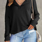 Women's Fashionable Casual All-match V-neck Long-sleeved Top