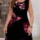 Robe à manches courtes et imprimé végétal pour femme, jupe patchwork à contraste de couleurs