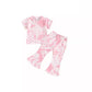 Girls' Tie-dye Peplum Top Bell-bottom Pants Suit