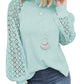 Round Collar Long Sleeves Lace Stitching Blouse Woman