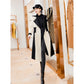 Manteau long en laine à lacets pour femme