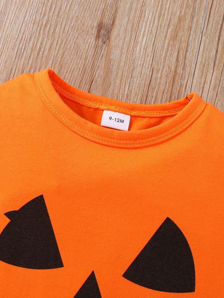 Halloween Day Boy Full Print Pumpkin Lamp Suit