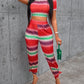 Ladies New Round Neck Printing Suit