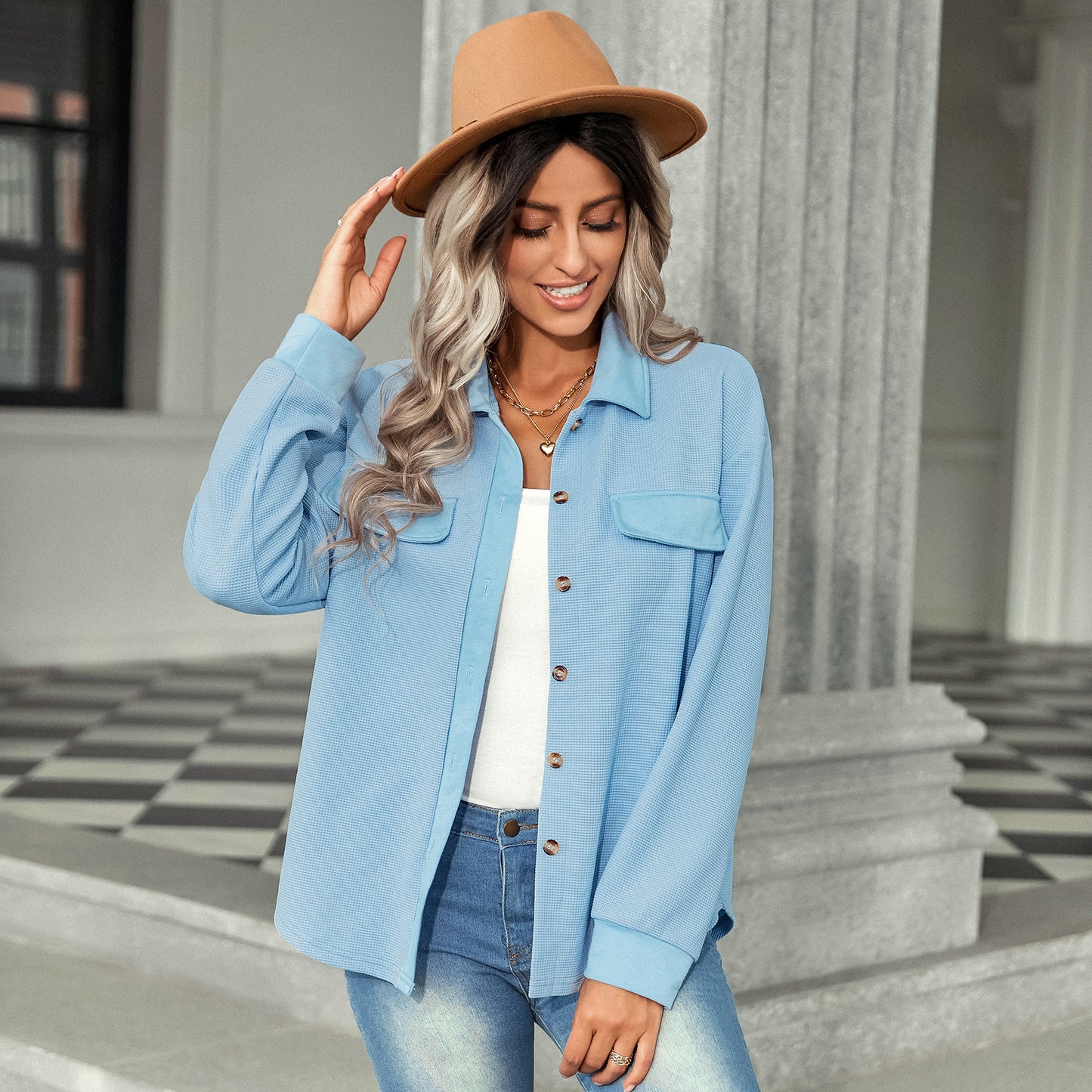 Women's Waffle Top Knit Shirt