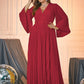 Women's Long-sleeved V-neck Dress