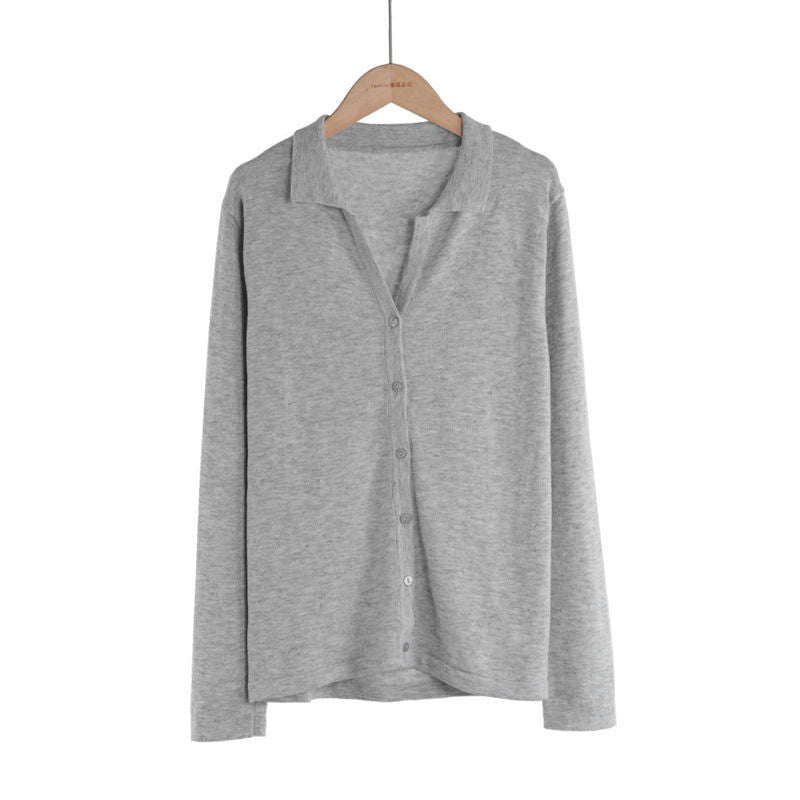 Single-breasted Lapel Knitted Cardigan Sweater