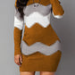 Women's Mid-length Round Neck Long Sleeve Printed Knitted Dress