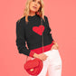 Women's Fashion Love High Neck Knit Sweater