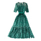 Summer Ladies Round Neck Crocheted Hollow Lace Dress