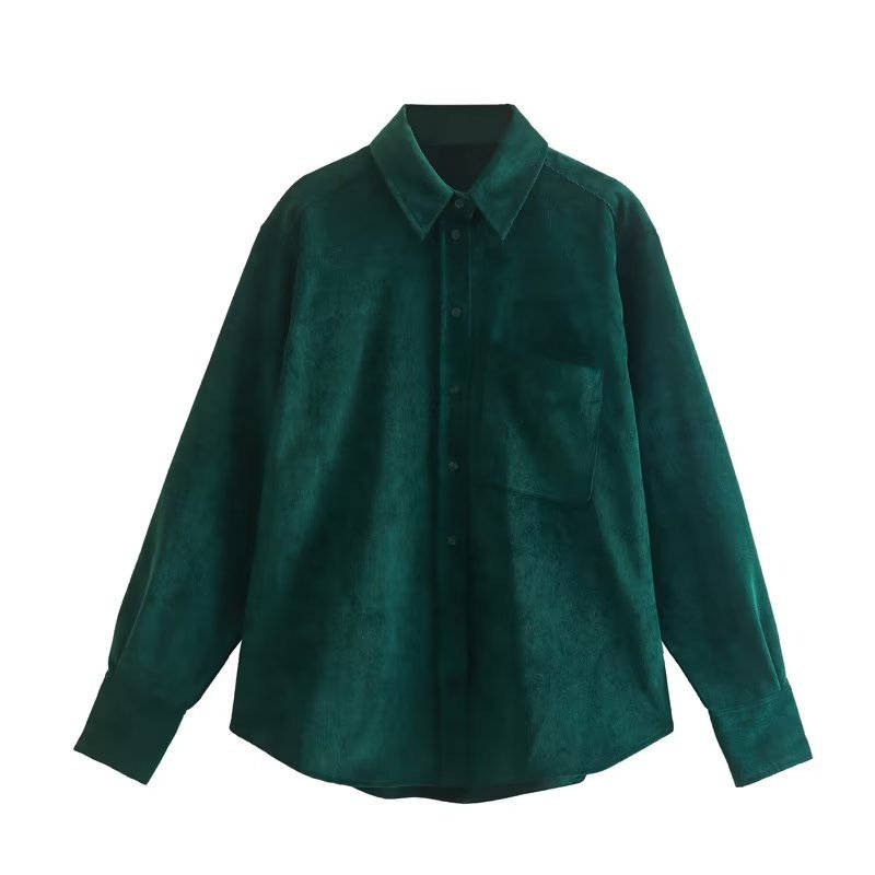 Autumn Women's New Long Sleeve Four-color Corduroy Loose Shirt