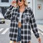 European And American Autumn And Winter Leisure Long Sleeve Flannel Plaid Pocket Shirt