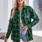 European And American Autumn And Winter Leisure Long Sleeve Flannel Plaid Pocket Shirt