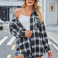 European And American Autumn And Winter Leisure Long Sleeve Flannel Plaid Pocket Shirt