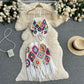 Ensemble deux pièces haut tube et jupe courte style bohème tricoté et crocheté