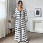 Striped Top With Tie Details Paired With Casual Loose-fitting Plus-size Wide-leg Pants