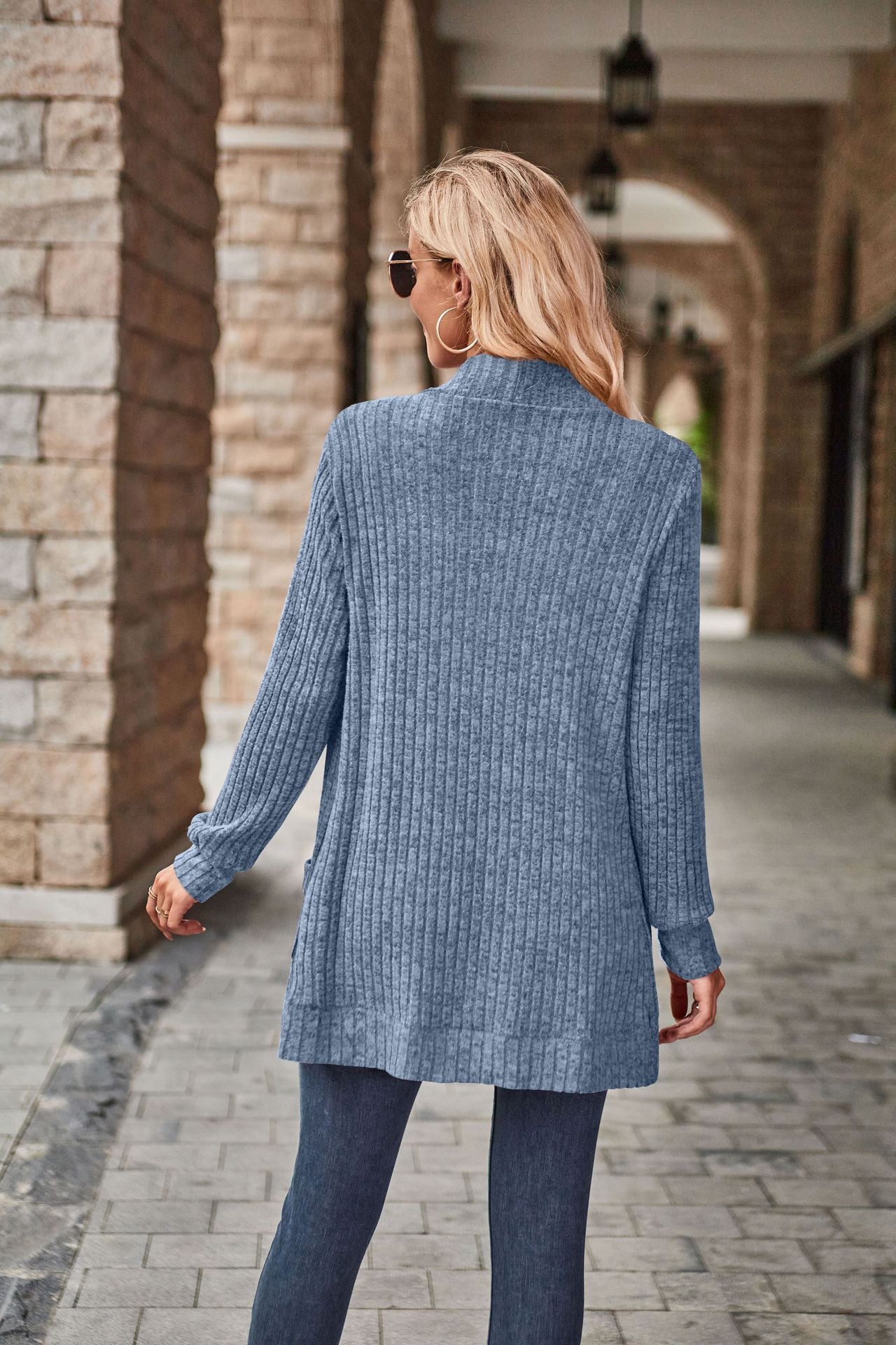 Women's Hollow Striped Brushed Cardigan Jacket