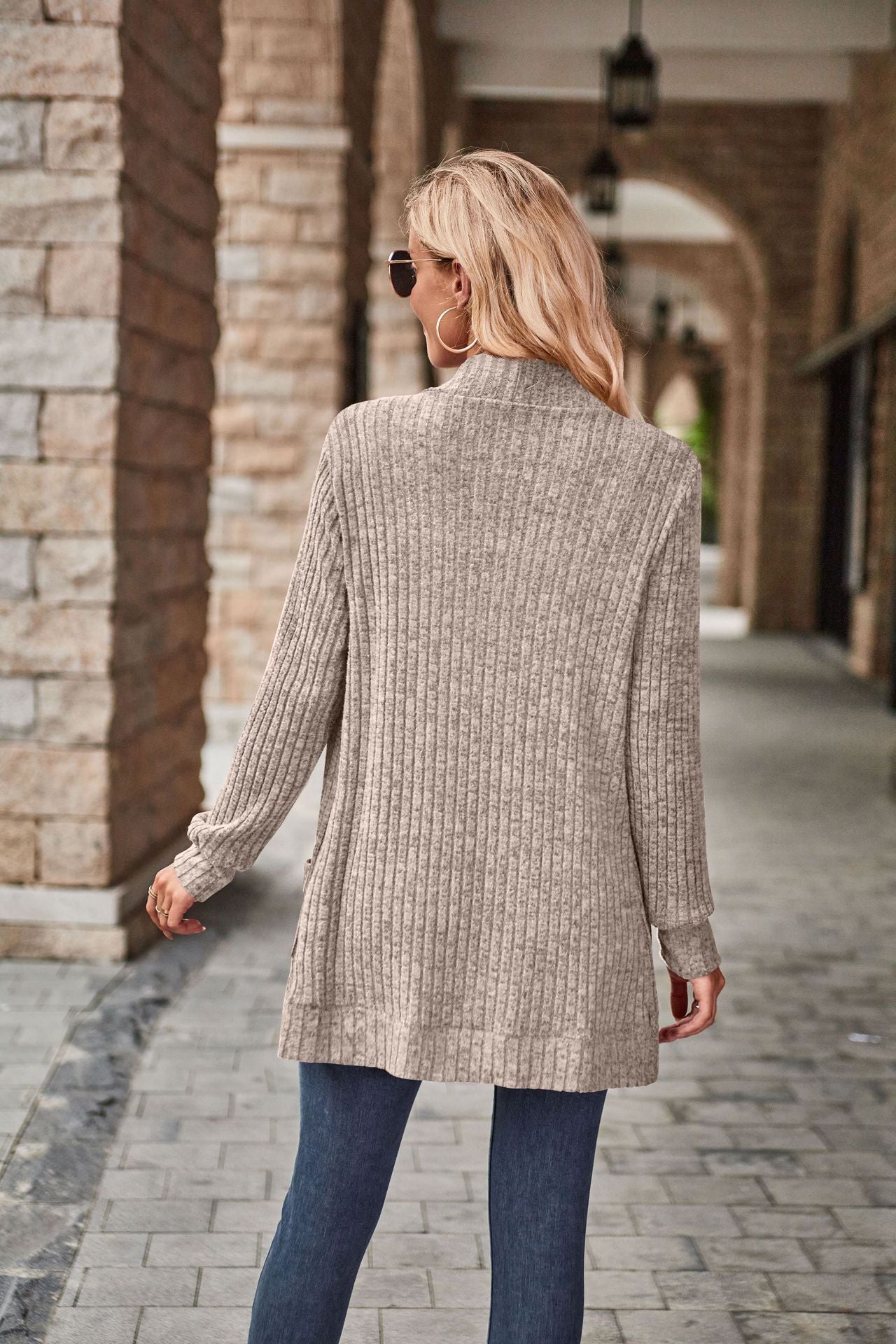 Women's Hollow Striped Brushed Cardigan Jacket